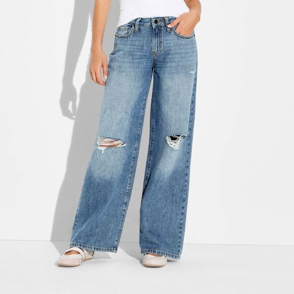 Wild Fable - Women's Low-Rise Baggy Jeans - Wild Fable Dark Was Dark Wash - Picture 2 of 3